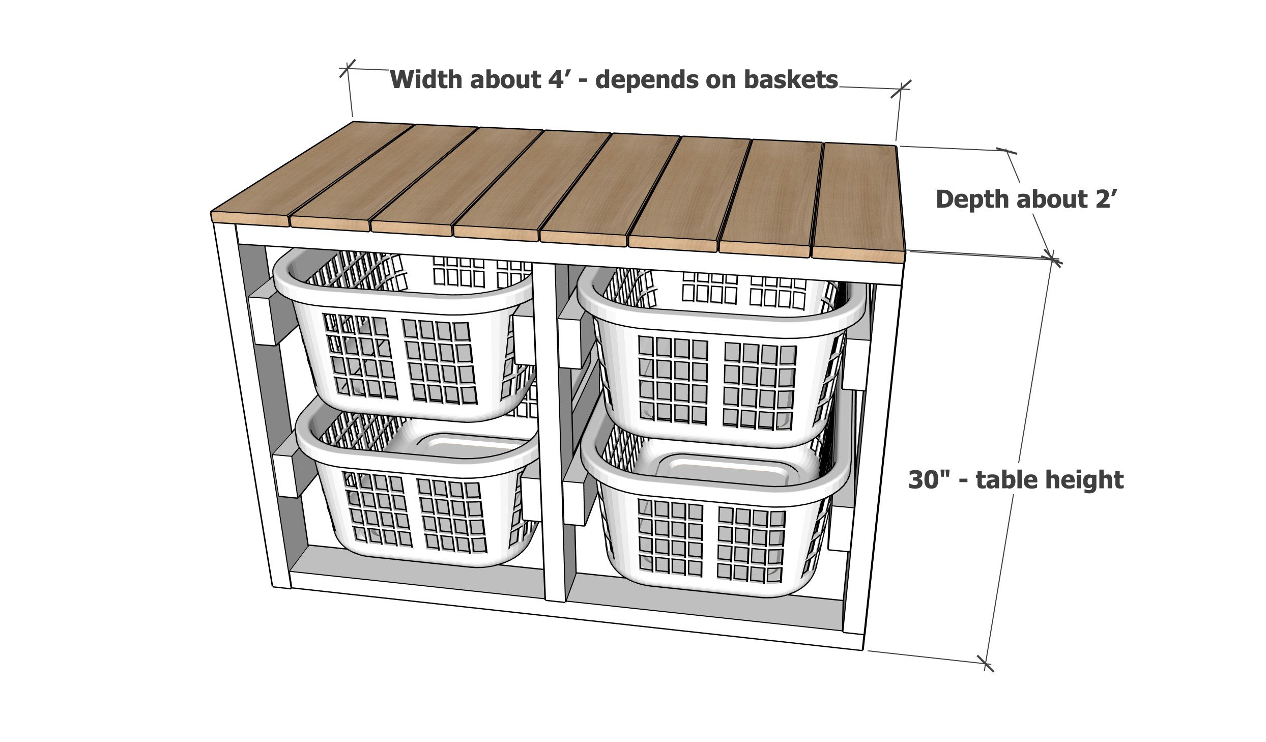 dimensions for laundry basket dresser