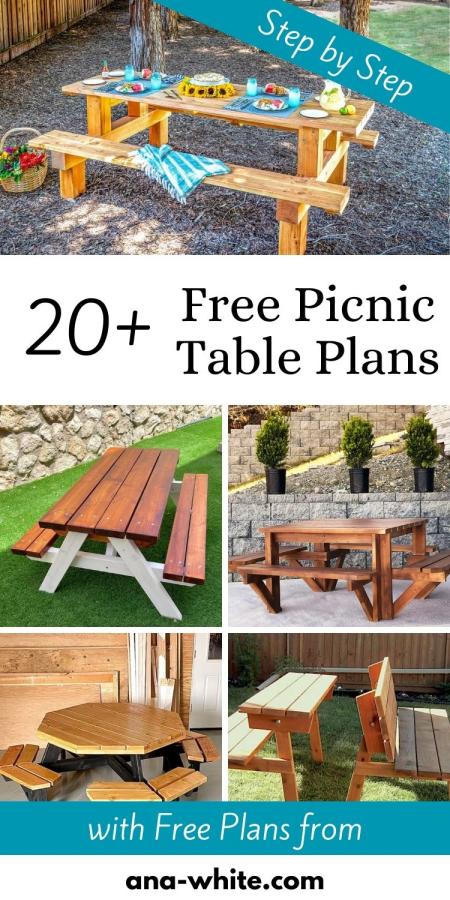 20+ Free Picnic Table Plans in all Shapes and Sizes!
