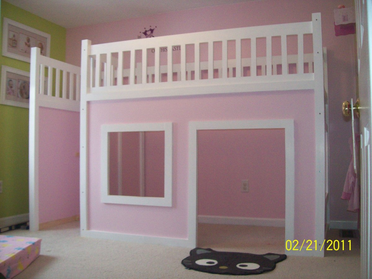 pink playhouse loft bed