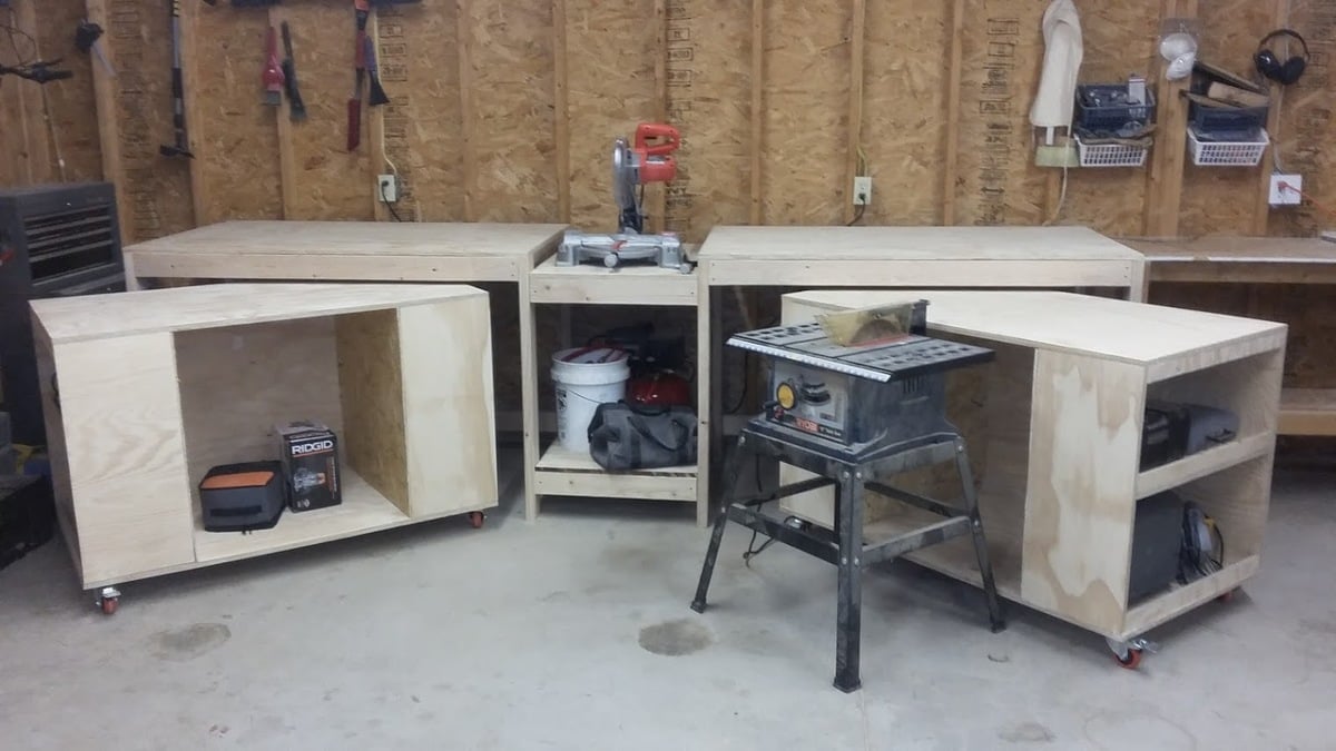 Ana White | Miter saw stand with rolling tool storage 