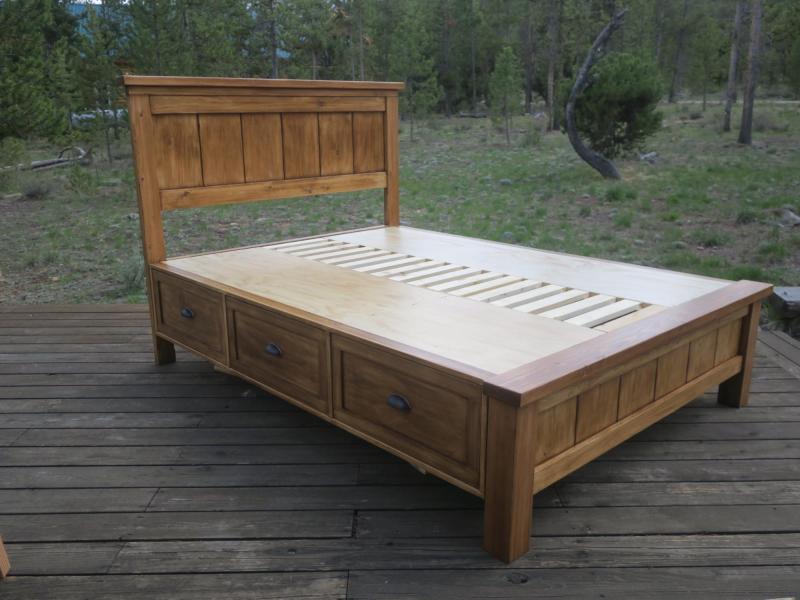 diy farmhouse storage bed with drawers free plan