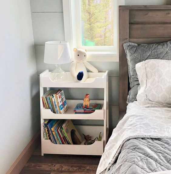 Bedside book and toy storage ladder bookshelf