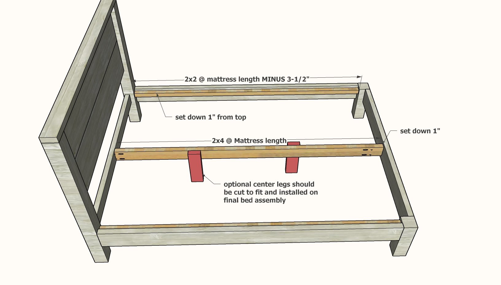 bed frame support center of mattress