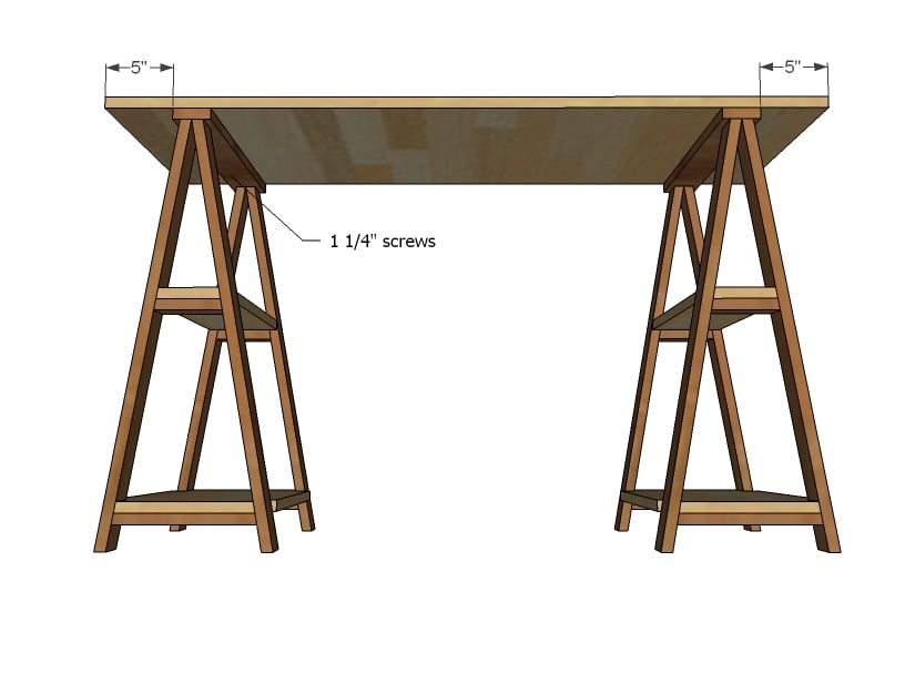  1x3 Sawhorse Desk  Free and Easy DIY Project and Furniture Plans