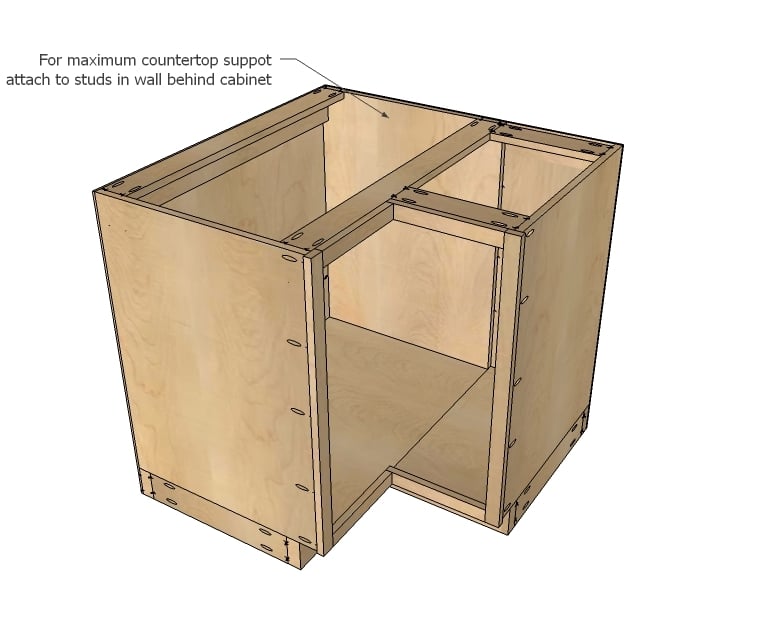 ana white | 36" corner base easy reach kitchen cabinet - basic model