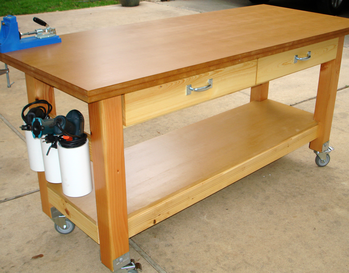 Ana White | Rolling Workbench with "Drill Holders" - DIY 