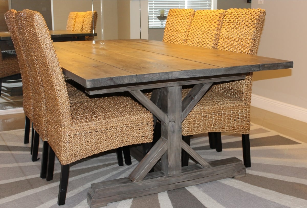 Ana White | Weathered Gray Fancy X Farmhouse Table With ...