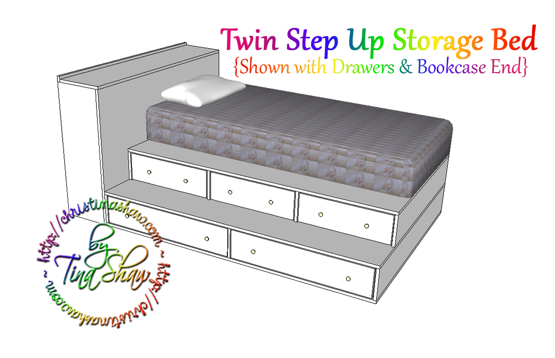 Ana White  Build a Twin Step Up Storage Bed  Free and Easy DIY 