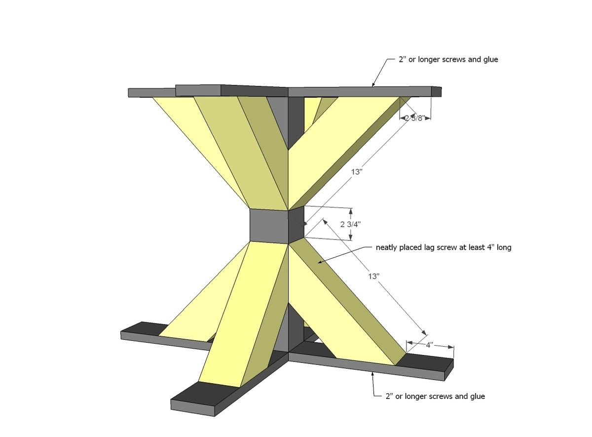 Ana White  Square X Base Pedestal Dining Table - DIY Projects