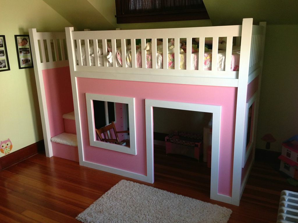 Ana White Playhouse loft bed with stairs - DIY Projects