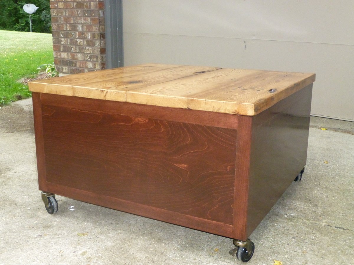 Library Coffee Table with Reclaimed Barn Wood Top  Do It Yourself 