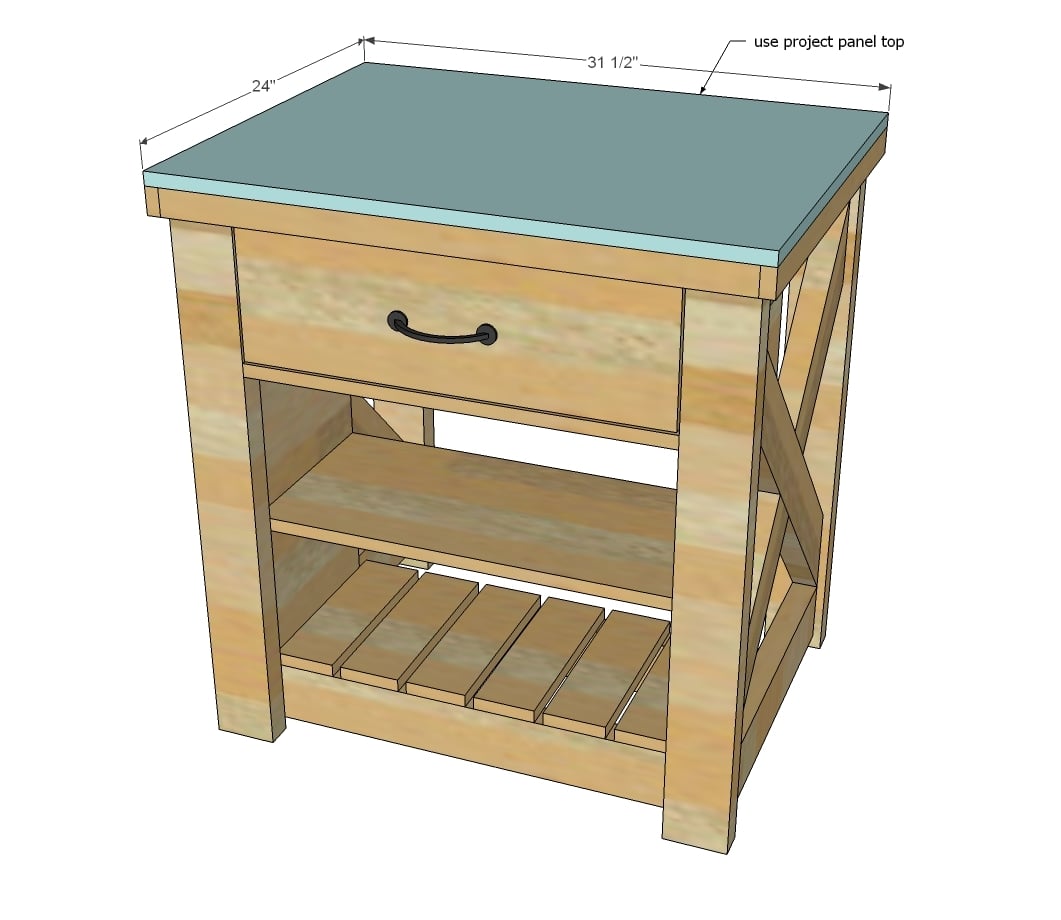 Ana White Rustic X Small Rolling Kitchen Island DIY Projects