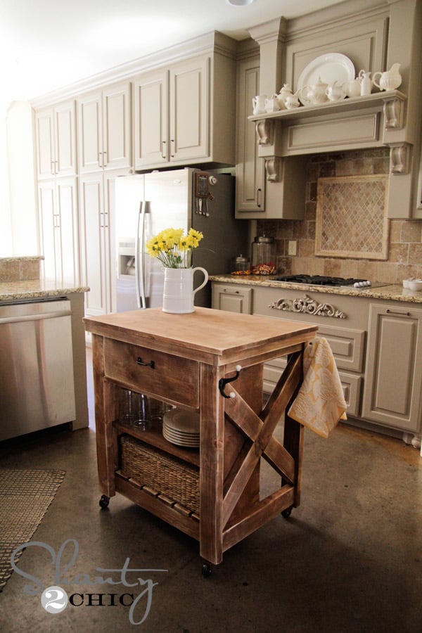 ana white | rustic x small rolling kitchen island - diy projects