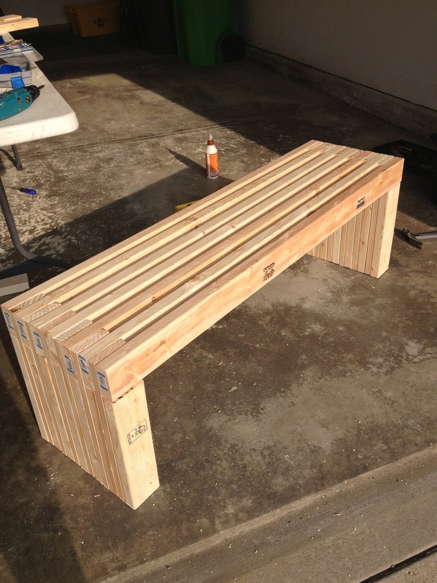 Ana White | MODERN SLAT TOP OUTDOOR WOOD BENCH - DIY Projects
