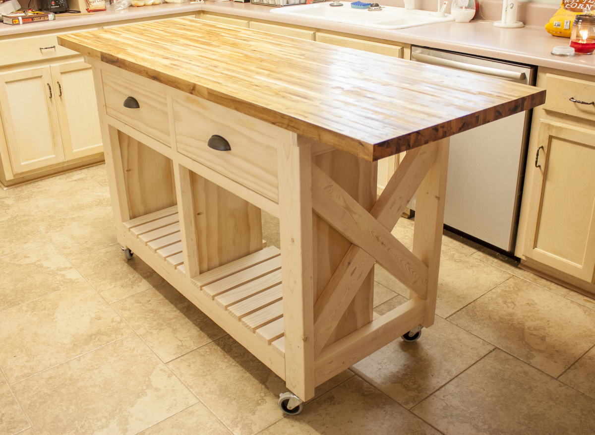 Ana White Double Kitchen Island With Butcher Block Top Diy Projects