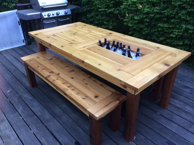 Cedar Patio Table w Hidden Coolers  Do It Yourself Home Projects from 