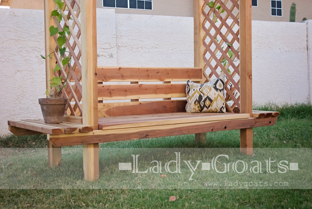 outdoor bench with arbor