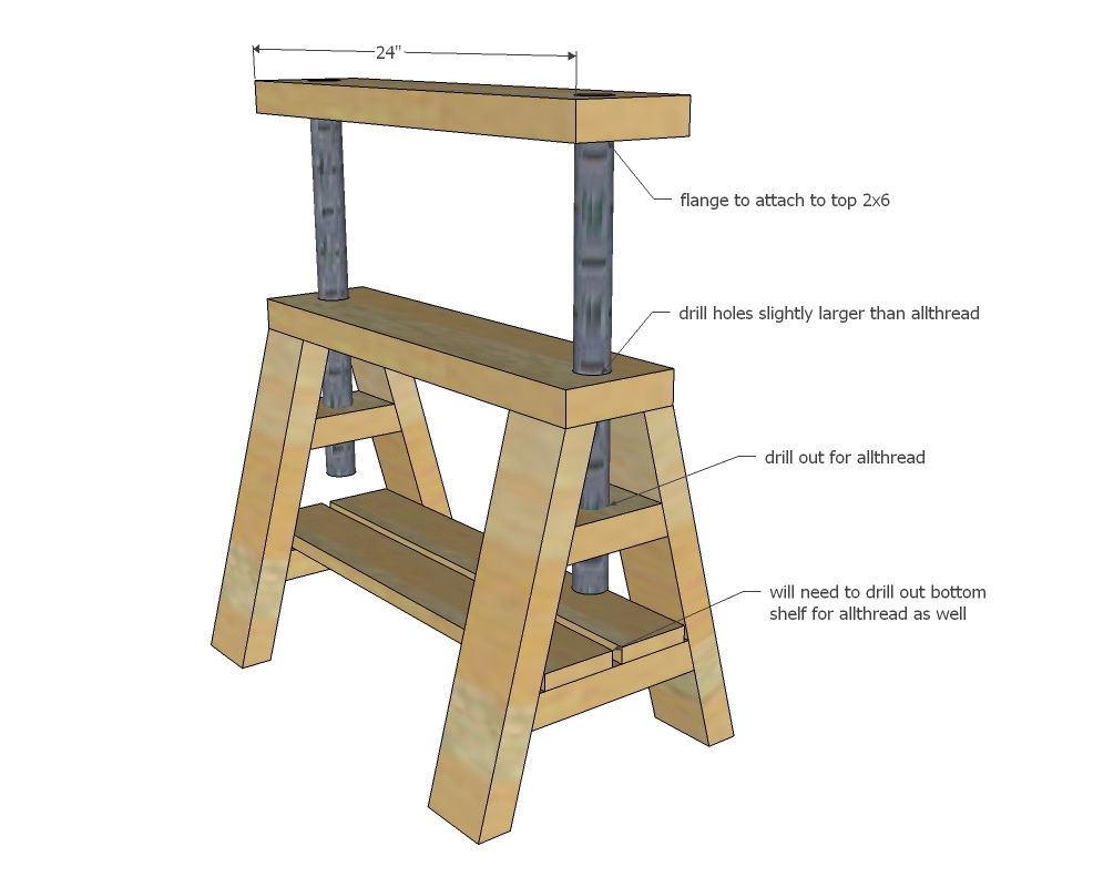  Indsutrial Adjustable Sawhorse Desk to Coffee Table - DIY Projects