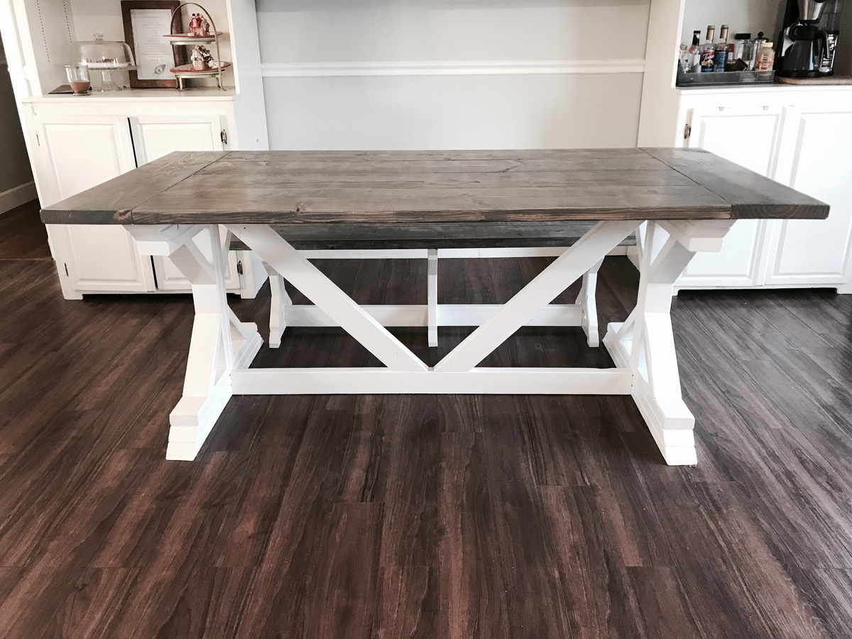 Ana White | Two Tone Weathered Gray X Farmhouse Table and Benches - DIY