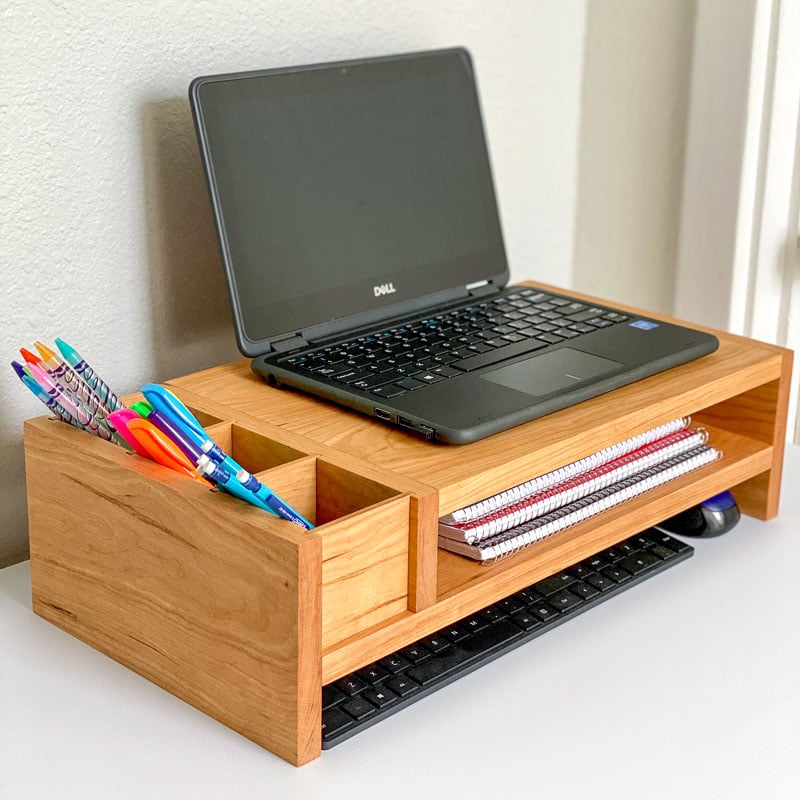 laptop stand with pencil storage