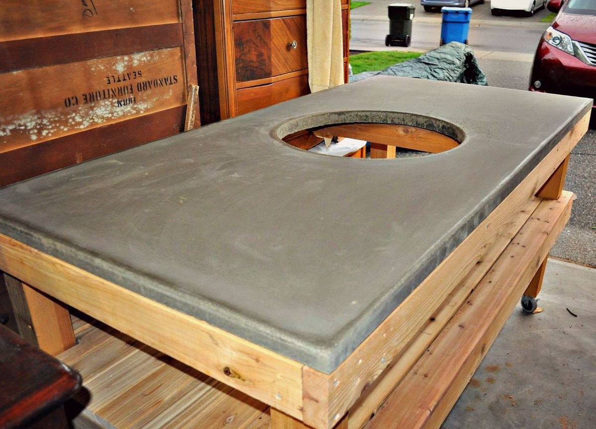 Ana White DIY Big Green Egg Grill Table with Concrete ...