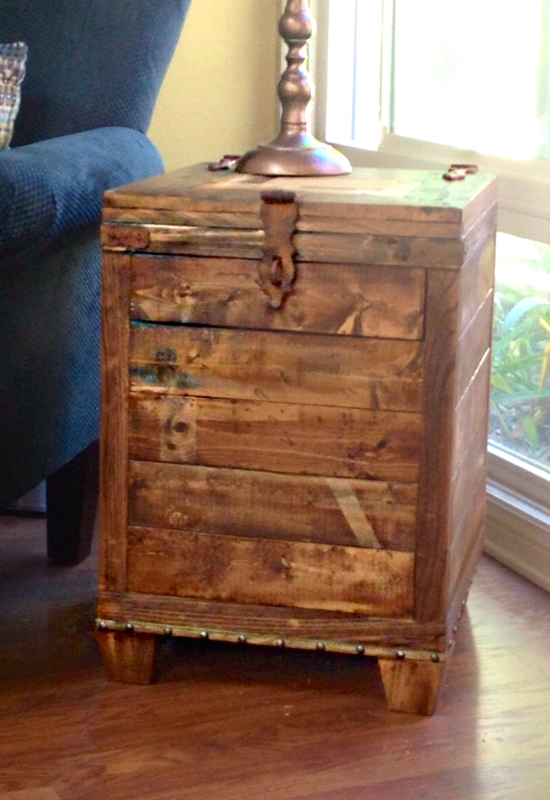 wood chest side table