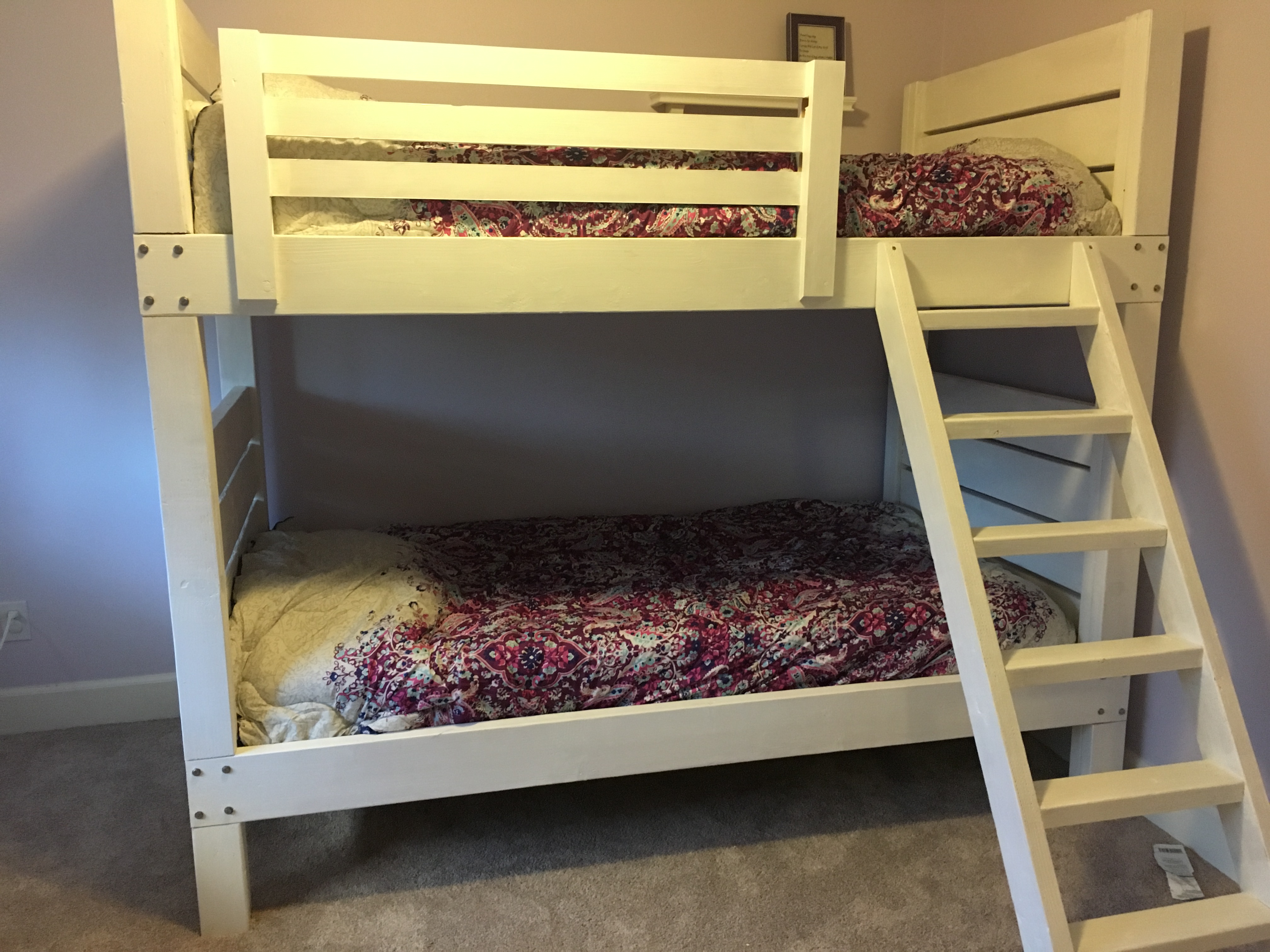 white bunk beds including mattresses