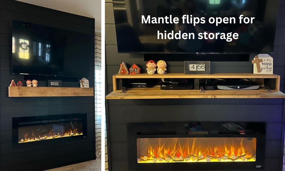 fireplace mantle with hidden storage diy plans