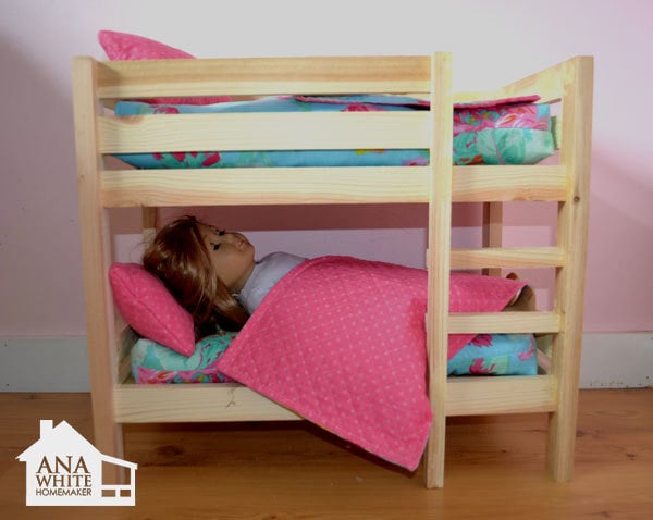 ana white | doll bunk beds for american girl doll and 18" doll - diy