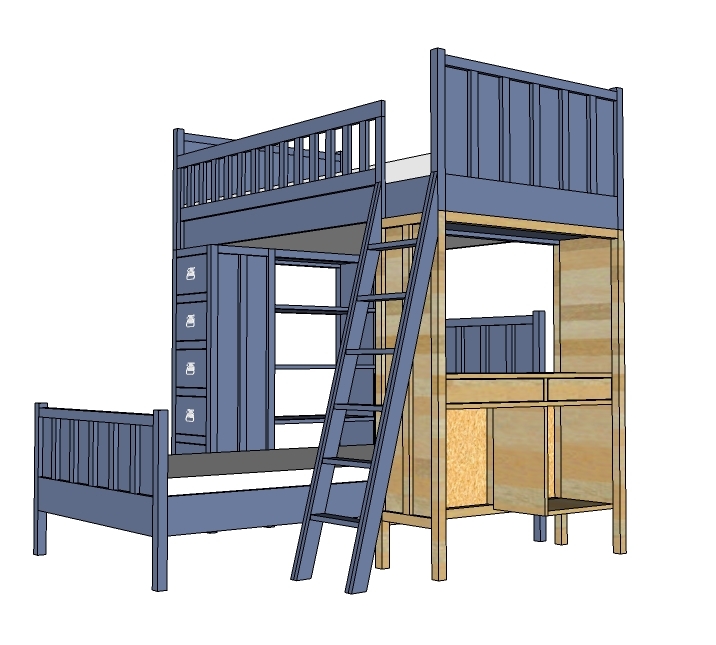 Free Loft Bed Plans With Desk Pictures to pin on Pinterest