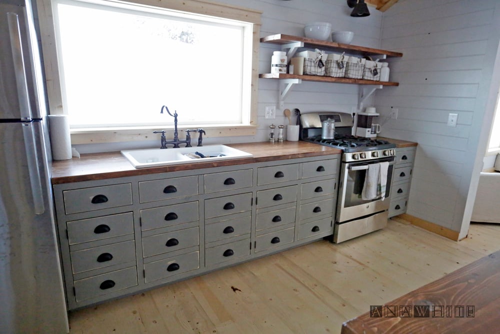 Ana White  DIY Apothecary Style Kitchen Cabinets  DIY 