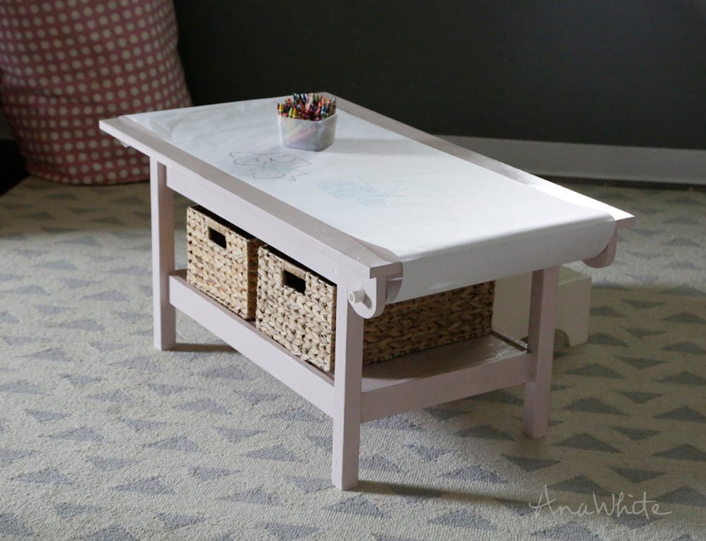 kids play table with paper roll