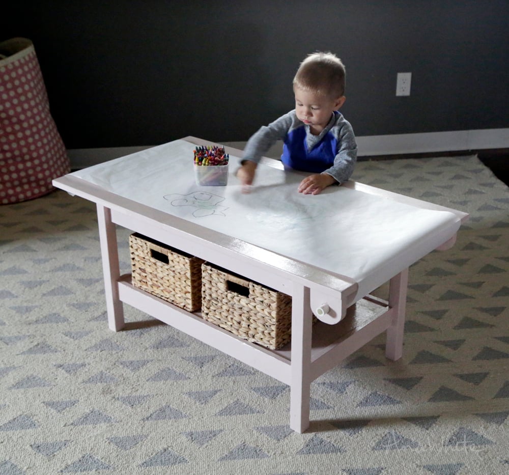simple play table with paper roll