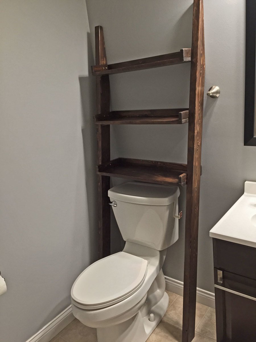 Ana White Leaning Bathroom Ladder Shelf DIY Projects