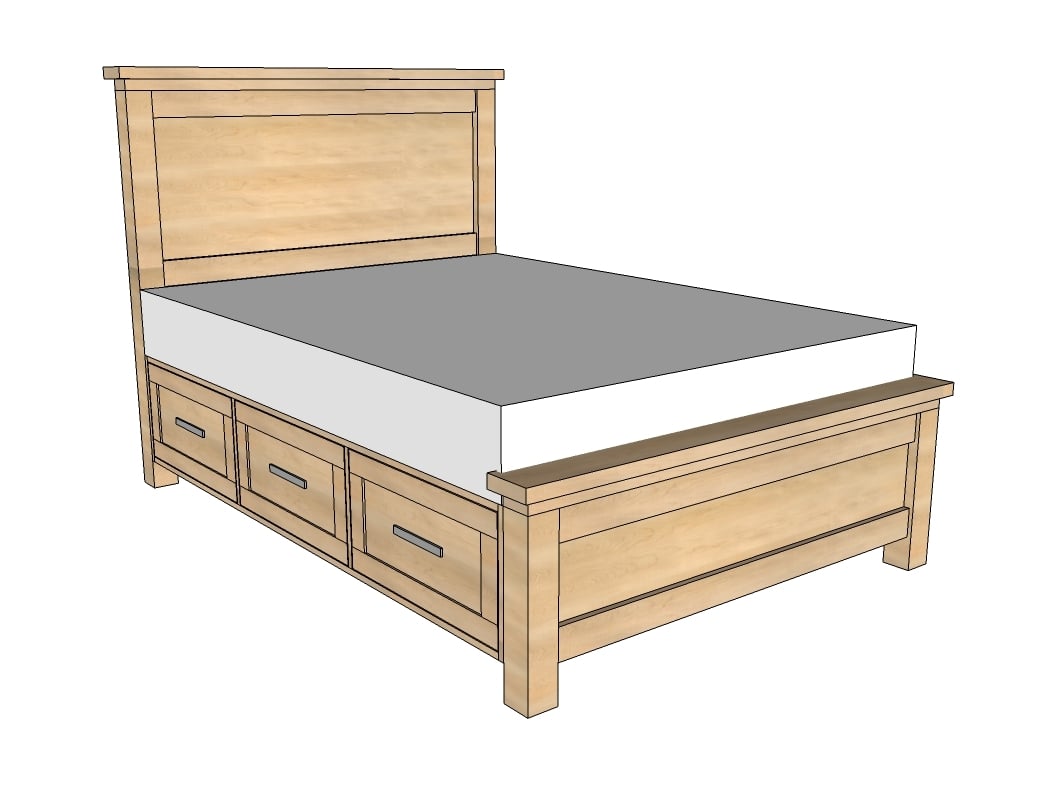  White | Build a Farmhouse Storage Bed with Storage Drawers | Free