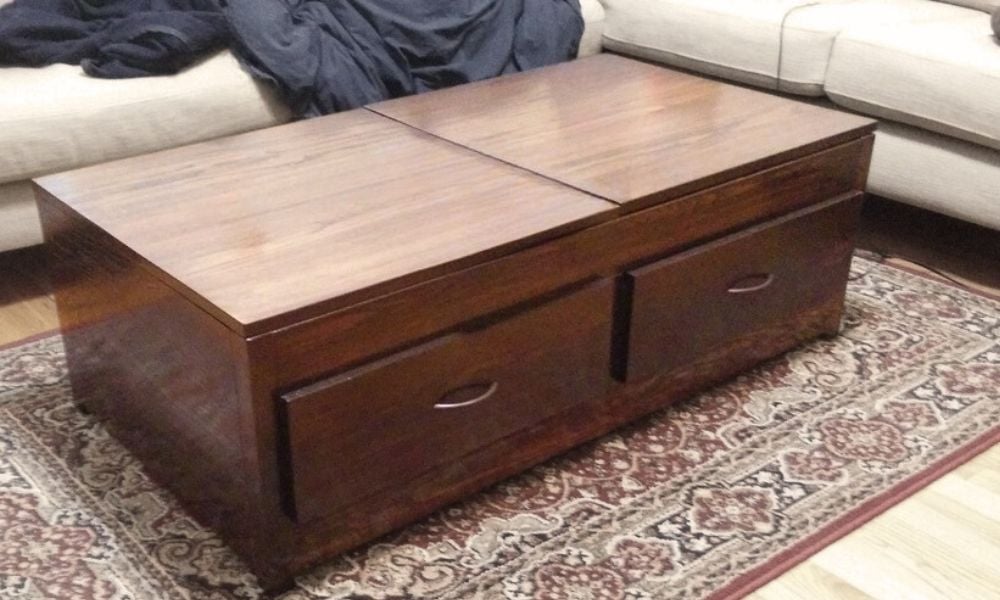 diy lift top coffee table with storage drawers