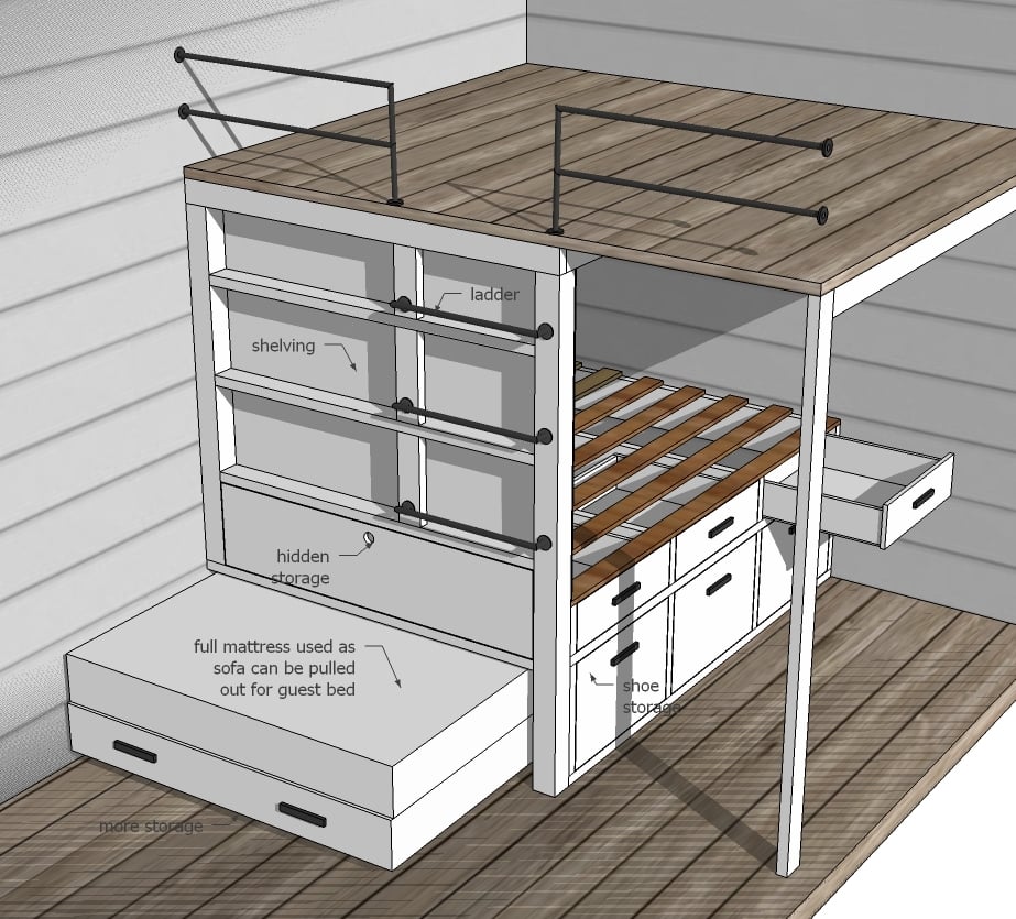 Tiny House Loft With Bedroom Guest Bed, Tiny House Loft Bed Ideas