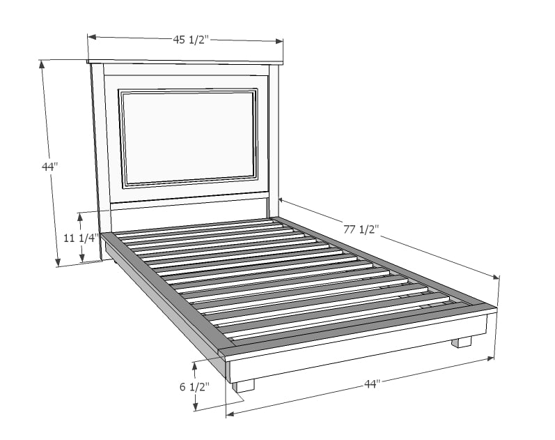 twin platform bed frame plan dimensions