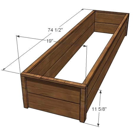 dimension diagram of cedar raised beds