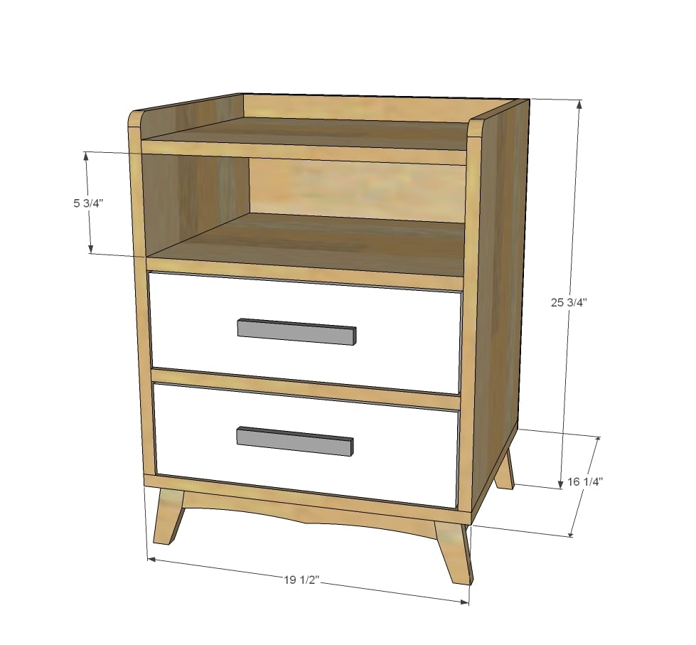 Ana White | Build a Two Drawer/Shelf Modern Nightstand | Free and Easy ...