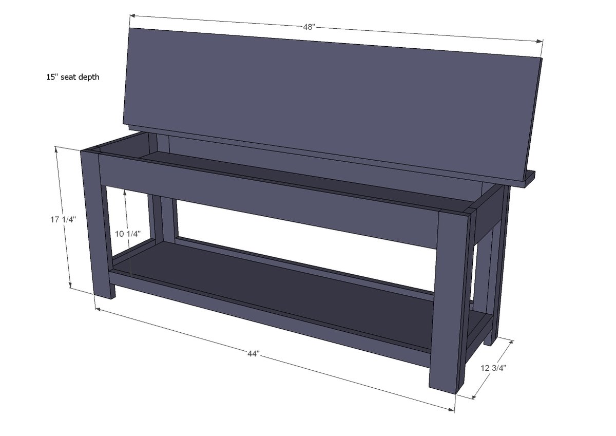 flip top storage bench dimensions