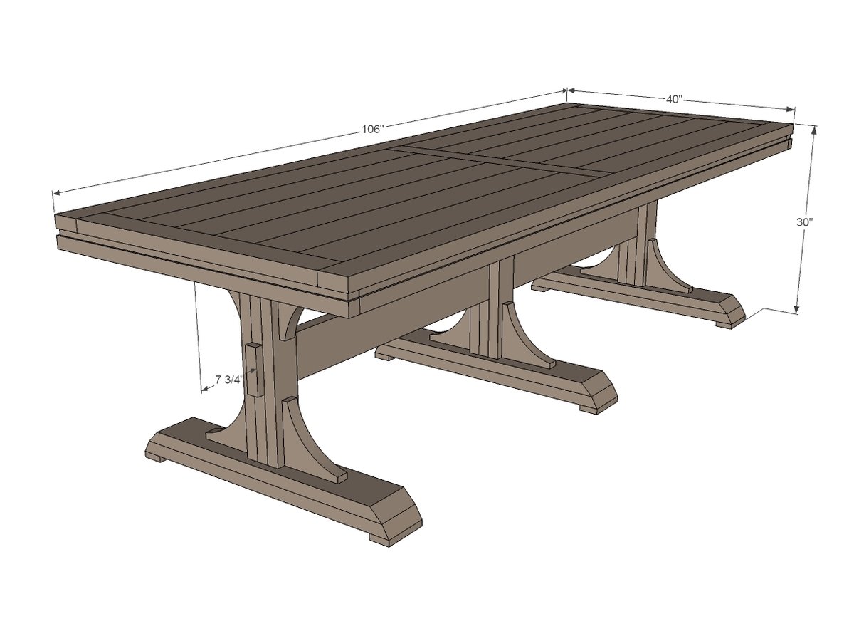 triple pedestal farmhouse table plans
