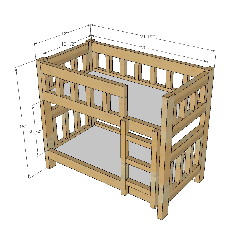 Ana White | Build a Camp Style Bunk Beds for American Girl or 18 Dolls 