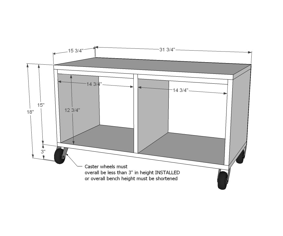 Ana White Modular Family Entryway Mudroom System Pullout Rolling Bench Cart DIY Projects