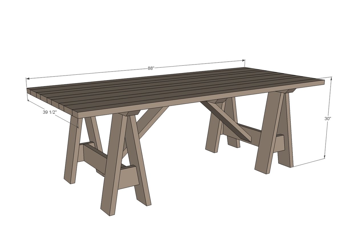  Sawhorse Outdoor Table  Free and Easy DIY Project and Furniture Plans