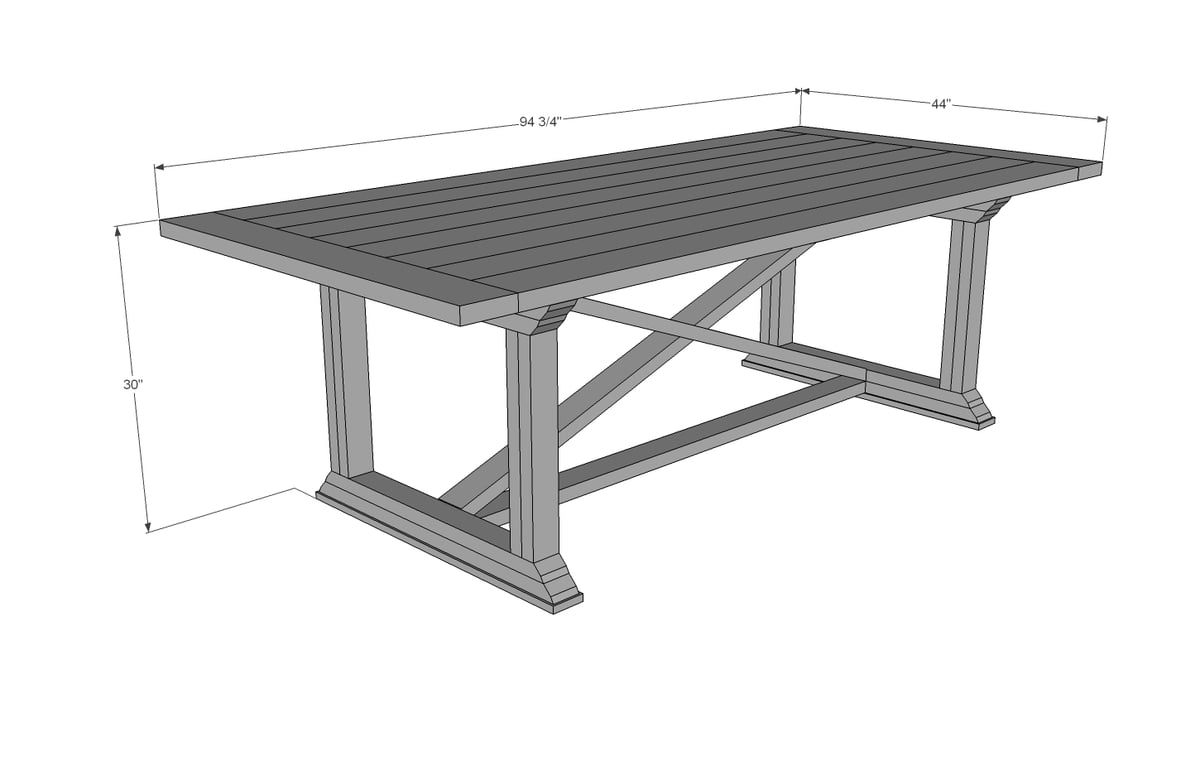 Farmhouse table with X base