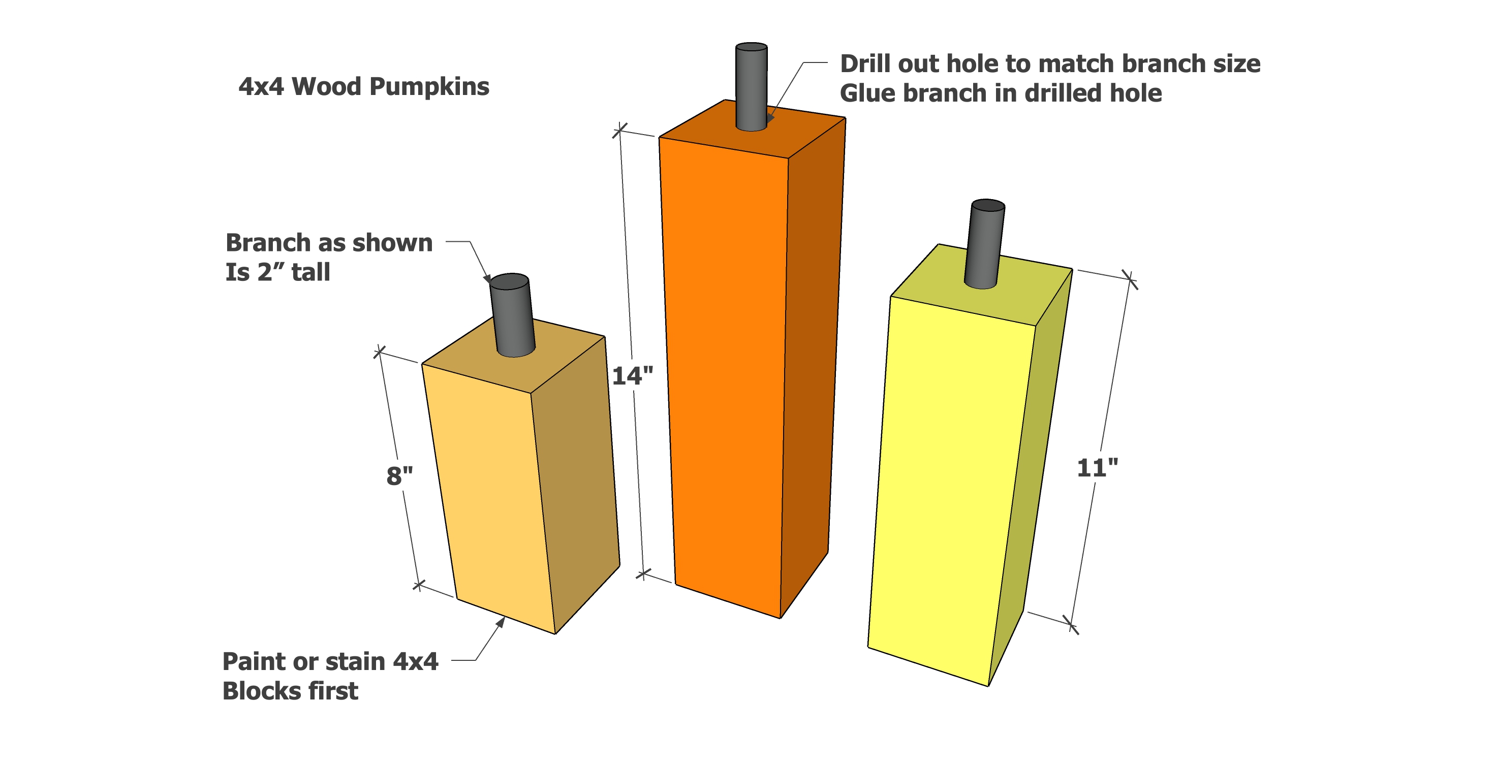 4x4 wood pumpkin tutorial