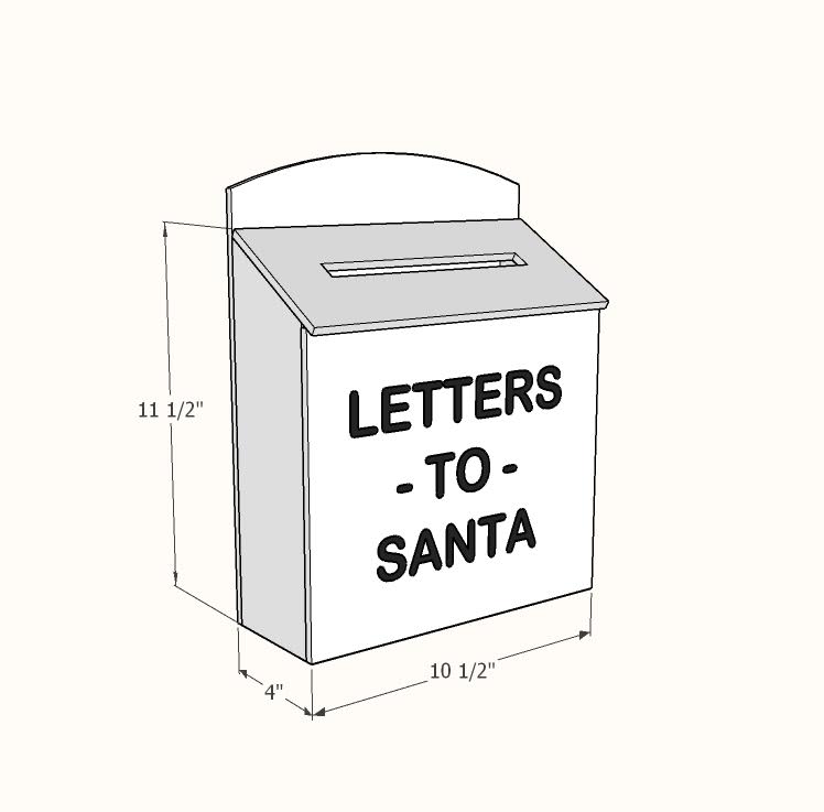 Letters to Santa box dimensions diagram 