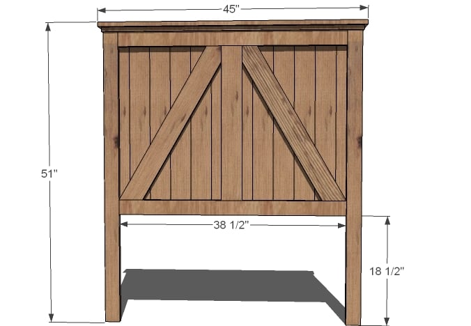 rustic farmhouse headboard dimensions diagram