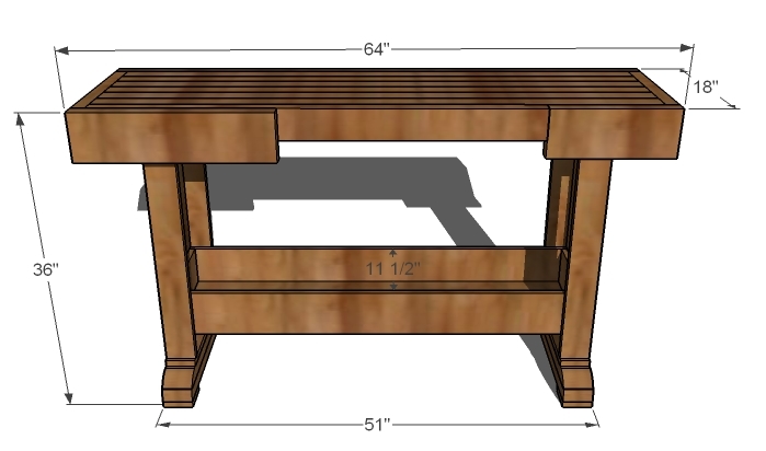Dimensions are shown above. Composition is pine boards